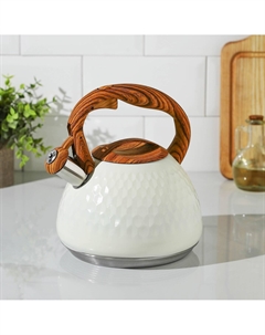 Чайник со свистком из нержавеющей стали heat, 3 л, трс, индукция, ручка soft-touch, цвет белый Magistro