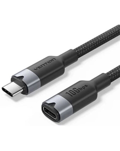 Кабель-удлинитель Vention TRFBF USB 3.2 Gen2 CM/CF - 1м. Черный 5А PD100W