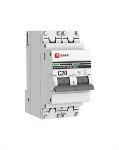 Автоматический выключатель модульный PROxima ВА 47-63 DC 2Р 20А тип C 6 кА 230 В (mcb4763-DC-2-20C-pro) Ekf
