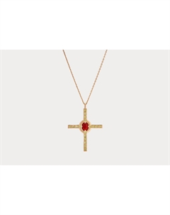 Подвеска-крест серебряная С сердоликом и хризолитами 1 шт Moonka