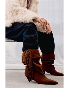 Полусапоги из замши с бахромой Befree