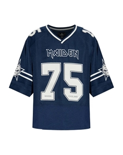 Футболка X Iron Maiden Anniversary number 75 star-embellished jersey, синий Represent