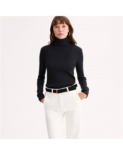 Свитер с высоким воротником из тонкого трикотажа в рубчик серый Anne weyburn