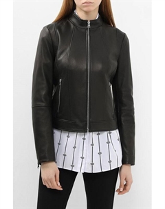 Куртка кожаная с воротником стойкой Hugo