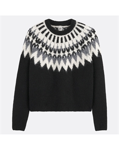 Джемпер с круглым вырезом вязаный с жаккардовым узором черный La redoute collections