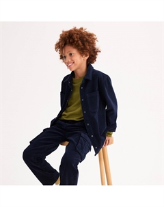 Велюровая рубашка с длиным рукавом синий La redoute collections