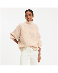 Свитер оверсайз с воротником-стойкой крупная вязка бежевый La redoute collections