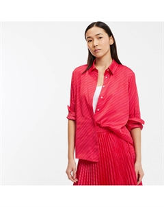 Рубашка струящаяся из сатина в полоску с длинными рукавами красный La redoute collections