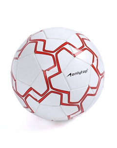 Футбольный мяч, машинная сшивка, 32 панели, р. 5, pvc, резиновая камера, белый, красный Onlytop