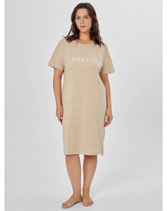 Сорочка ночная женская бежевая с надписью Mark formelle