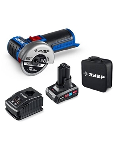 Аккумуляторная угловая шлифовальная машина Профессионал 12 В, D76 мм, 1 АКБ тип Т7 4 А·ч, бесщеточная, сумка AB-76-41 Зубр