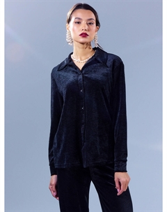 Свободная велюровая рубашка черного цвета Mark formelle