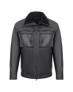 Кожаная куртка с воротником из норки Mvst