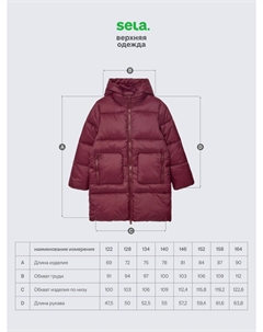 Зимнее стеганое пальто с капюшоном для девочек Sela