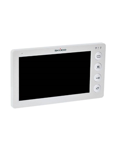 Видеодомофон SK-M07СМ с экраном 7", TFT дисплей разрешением 800*480. Поддержка форматов CVBS (PAL/NTSC). Механические кнопки, Hands free. Цвет: Skudo