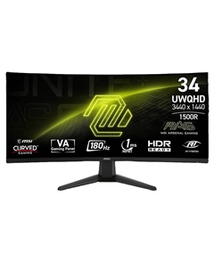 Монитор 34" MAG 346CQ 9S6-3DD71M-016 Curved 1500R, Black, 21:9, VA, UWQHD, 1ms, 180Hz, 300cd, HDMI, DP Msi