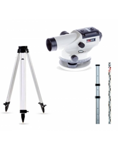 Нивелир оптический Basis А00117_К1 + рейка нивелирная телескопическая STAFF 3 + штатив алюминиевый на клипсах Light Ada