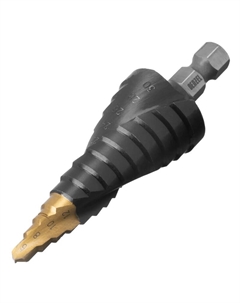 Сверло ступенчатое 723604, 6-8-10-12-14-16-18-20-22-24-26-28-30мм, Р6М5, 6-гранный хвостовик Denzel