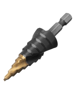 Сверло ступенчатое 723603, 4-6-8-10-12-14-16-18-20 мм, Р6М5, 6-гранный хвостовик Denzel