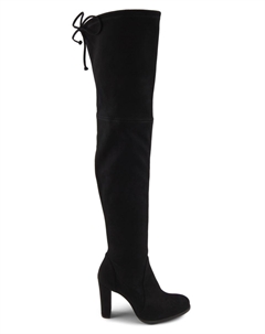 Замшевые сапоги-ботфорты Highland на блочном каблуке, черный Stuart weitzman