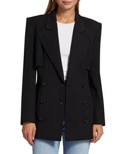 Двубортный блейзер из смесовой шерсти, черный Frame