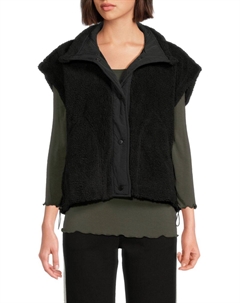 Жилет из искусственной овчины с короткими рукавами, черный Vintage havana