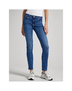 Джинсы узкие с высокой посадкой синий Pepe jeans