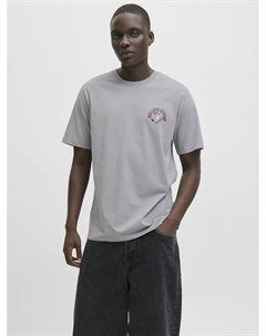 Футболка с принтом на спине серый Jack & jones