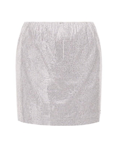 Хлопковая юбка с отделкой стразами Prada
