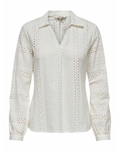 Блузка с ажурной вышивкой белый Only