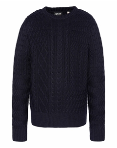 Пуловер с круглым вырезом крупной вязки синий Schott