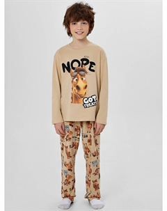 Комплект для мальчиков бежевый с принтом лошадей Mark formelle