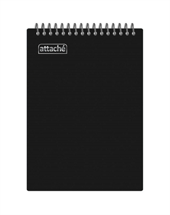 Блокнот А5 80 листов черный в клетку на спирали (210х150 мм) Attache