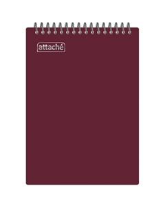 Блокнот А5 80 листов бордовый в клетку на спирали (210х150 мм) Attache