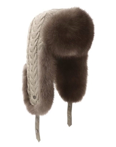 Шапка-ушанка из соболя и кашемира Black sable