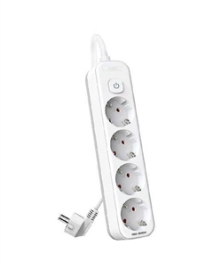 Сетевой фильтр Deli ET436, 5м, белый