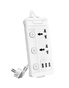 Сетевой фильтр Deli ET409, 2м, белый