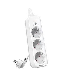 Сетевой фильтр Deli ET433, 5м, белый