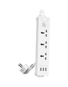 Сетевой фильтр Deli ET408, 2м, белый