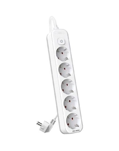 Сетевой фильтр на евровилку Deli ET439, 5м, белый