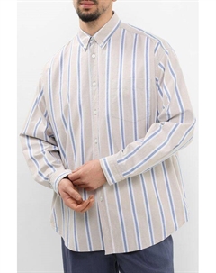 Рубашка хлопковая в полоску свободного кроя Hugo blue