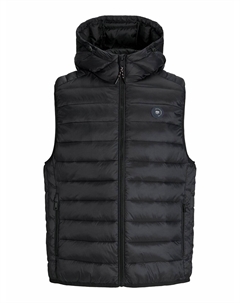 Жилет стеганый с капюшоном черный Jack & jones