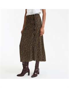 Юбка расклешенная с цветочным принтом длинная зеленый La redoute collections
