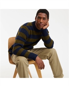 Пуловер в полоску с круглым вырезом из тонкого трикотажа зеленый La redoute collections