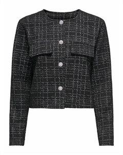 Короткий твидовый пиджак черный Jdy