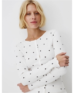 Трикотажная пижама в рубчик с принтом Sela