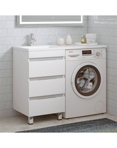 Тумба под раковину без столешницы Джерси 50 под стиральную машину, напольная, глянцевая белая Corozo