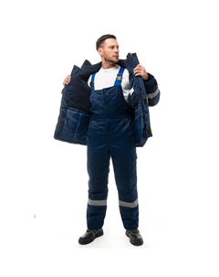 Костюм рабочий мужской утепленный Бруклин 56-58 рост 170-176 см темно-синий/васильковый Sprut