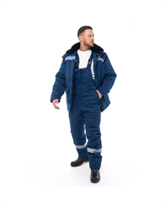 Костюм рабочий мужской утепленный Стандарт 48-50 рост 170-176 см темно-синий/васильковый Sprut