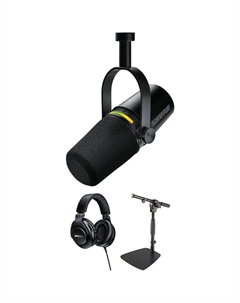 Комплект микрофона Shure MV7+ Podcast XLR/USB с настольной стойкой и наушниками (черный)
